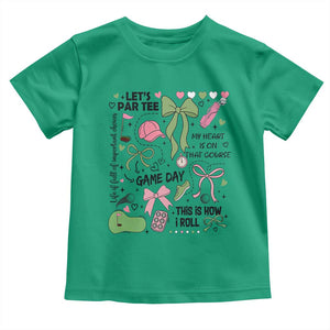 Lets Par-tee Coquette Golf Bows Toddler T Shirt Pink and Green Gear Girls Game Day Golfing Tradition TS02 Irish Green Print Your Wear
