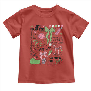 Lets Par-tee Coquette Golf Bows Toddler T Shirt Pink and Green Gear Girls Game Day Golfing Tradition TS02 Red Print Your Wear