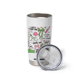 Lets Par-tee Coquette Golf Bows Tumbler Cup Pink and Green Gear Girls Game Day Golfing Tradition TS02 Print Your Wear