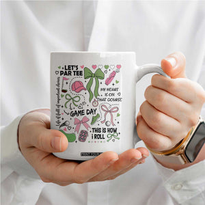 Lets Par-tee Coquette Golf Bows Coffee Mug Pink and Green Gear Girls Game Day Golfing Tradition TS02 Print Your Wear