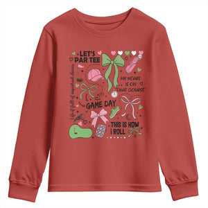 Lets Par-tee Coquette Golf Bows Youth Sweatshirt Pink and Green Gear Girls Game Day Golfing Tradition TS02 Red Print Your Wear