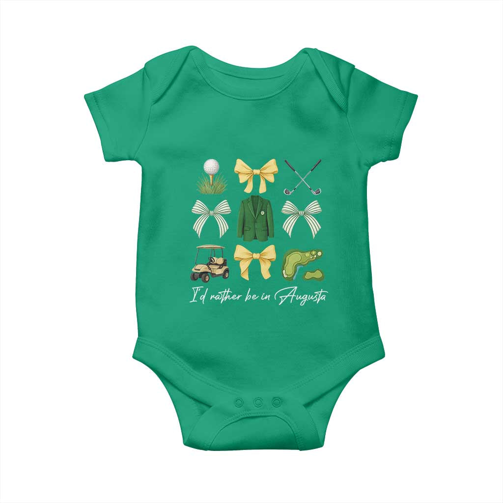 Funny Id Rather Be In Augusta Coquette Golfer Baby Onesie Georgia Golf Traditions Golfing Fan Aesthetic TS02 Irish Green Print Your Wear