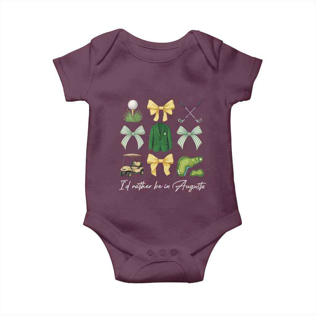 Funny Id Rather Be In Augusta Coquette Golfer Baby Onesie Georgia Golf Traditions Golfing Fan Aesthetic TS02 Maroon Print Your Wear
