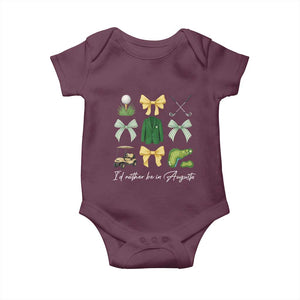 Funny Id Rather Be In Augusta Coquette Golfer Baby Onesie Georgia Golf Traditions Golfing Fan Aesthetic TS02 Maroon Print Your Wear