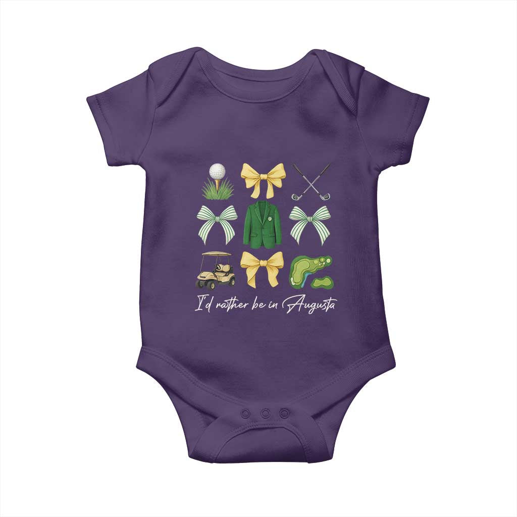Funny Id Rather Be In Augusta Coquette Golfer Baby Onesie Georgia Golf Traditions Golfing Fan Aesthetic TS02 Purple Print Your Wear