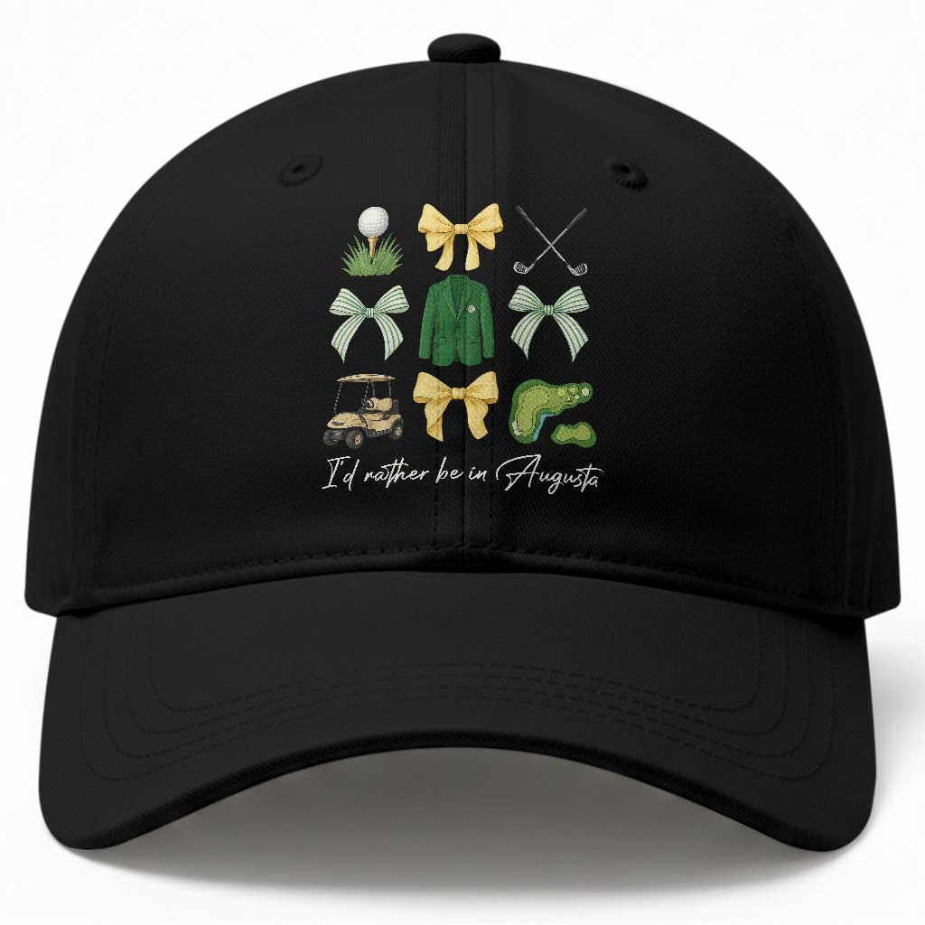 Funny Id Rather Be In Augusta Coquette Golfer Baseball Cap Georgia Golf Traditions Golfing Fan Aesthetic TS02 Print Your Wear