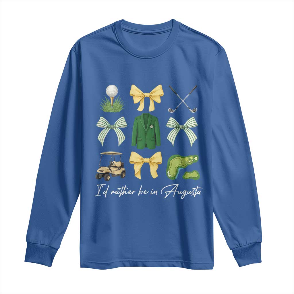 Funny Id Rather Be In Augusta Coquette Golfer Long Sleeve Shirt Georgia Golf Traditions Golfing Fan Aesthetic TS02 Royal Blue Print Your Wear