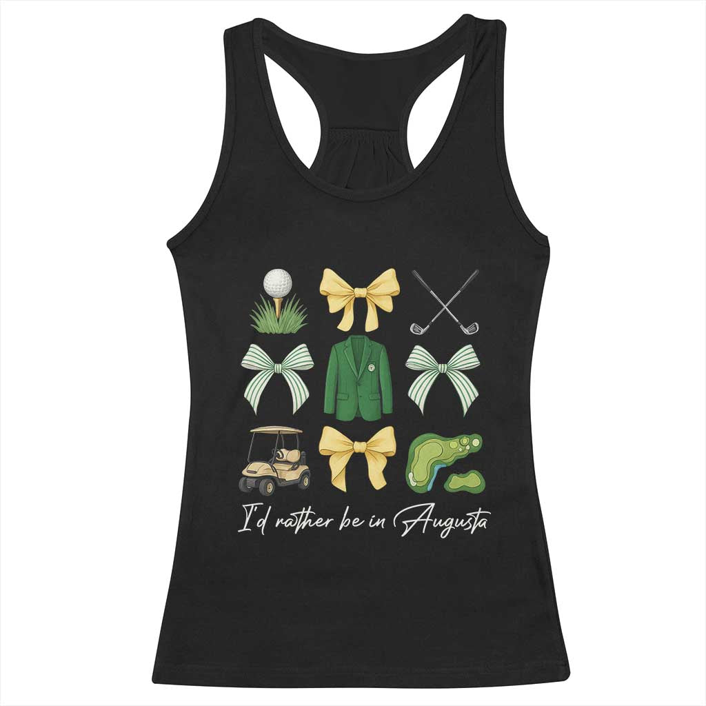 Funny Id Rather Be In Augusta Coquette Golfer Racerback Tank Top Georgia Golf Traditions Golfing Fan Aesthetic TS02 Black Print Your Wear