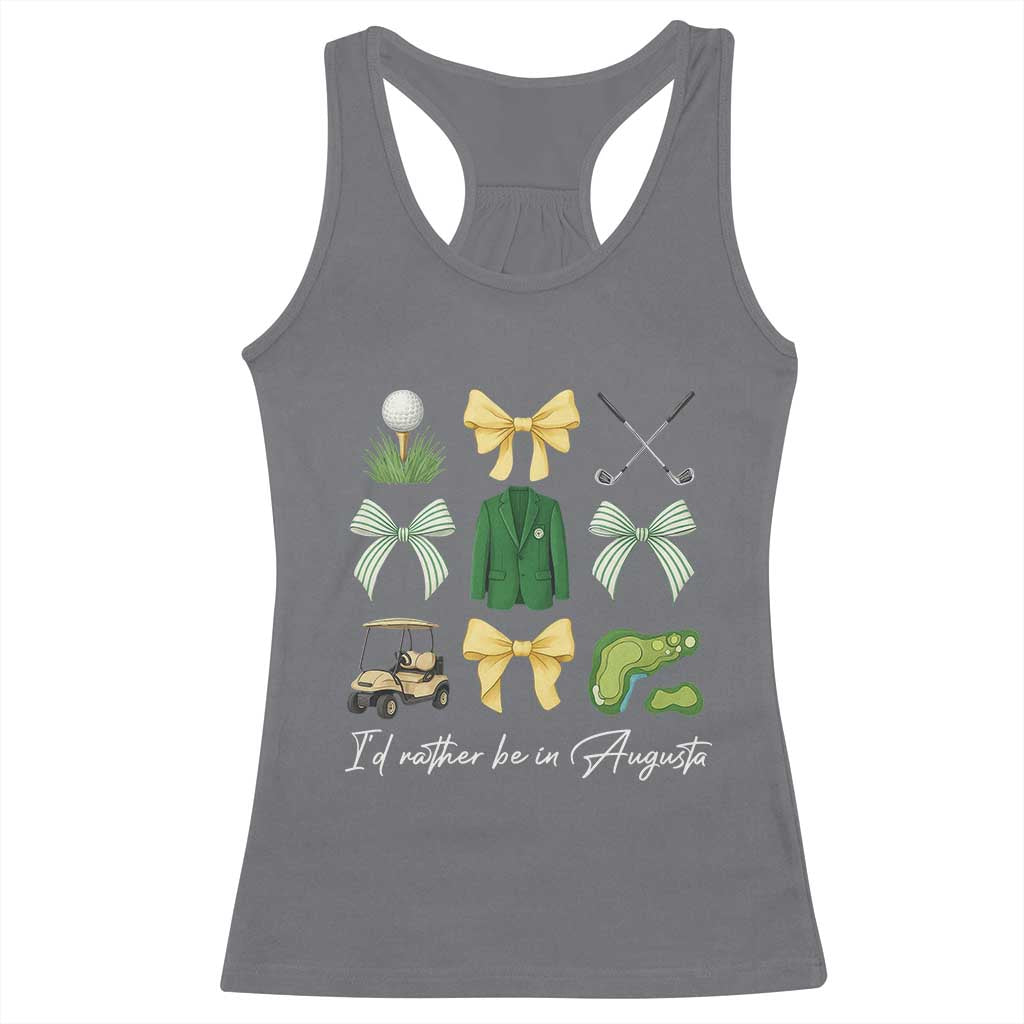 Funny Id Rather Be In Augusta Coquette Golfer Racerback Tank Top Georgia Golf Traditions Golfing Fan Aesthetic TS02 Charcoal Print Your Wear