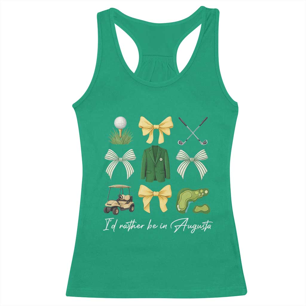 Funny Id Rather Be In Augusta Coquette Golfer Racerback Tank Top Georgia Golf Traditions Golfing Fan Aesthetic TS02 Irish Green Print Your Wear
