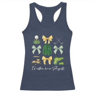 Funny Id Rather Be In Augusta Coquette Golfer Racerback Tank Top Georgia Golf Traditions Golfing Fan Aesthetic TS02 Navy Print Your Wear