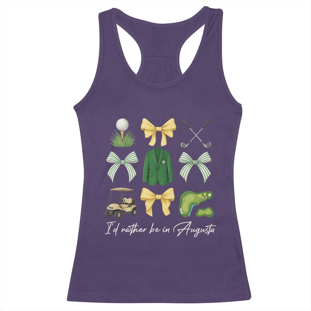 Funny Id Rather Be In Augusta Coquette Golfer Racerback Tank Top Georgia Golf Traditions Golfing Fan Aesthetic TS02 Purple Print Your Wear