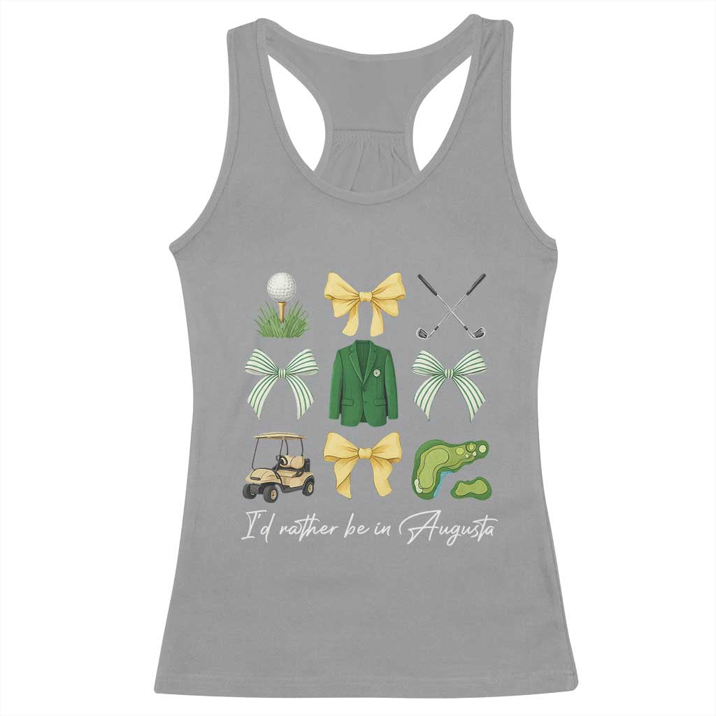 Funny Id Rather Be In Augusta Coquette Golfer Racerback Tank Top Georgia Golf Traditions Golfing Fan Aesthetic TS02 Sport Gray Print Your Wear