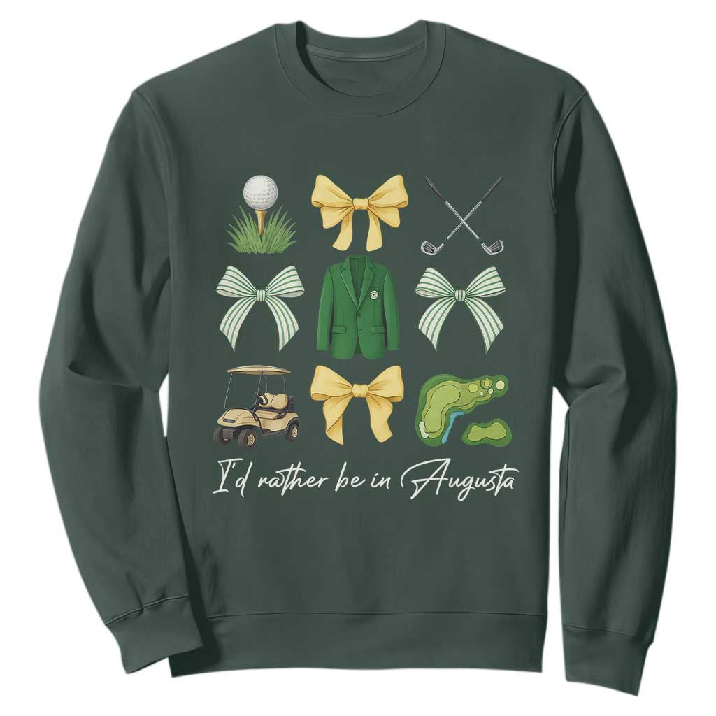 Funny Id Rather Be In Augusta Coquette Golfer Sweatshirt Georgia Golf Traditions Golfing Fan Aesthetic TS02 Dark Forest Green Print Your Wear