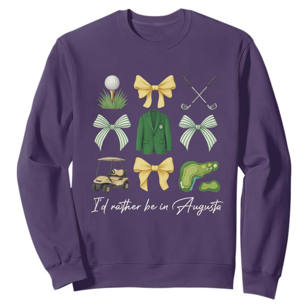 Funny Id Rather Be In Augusta Coquette Golfer Sweatshirt Georgia Golf Traditions Golfing Fan Aesthetic TS02 Purple Print Your Wear