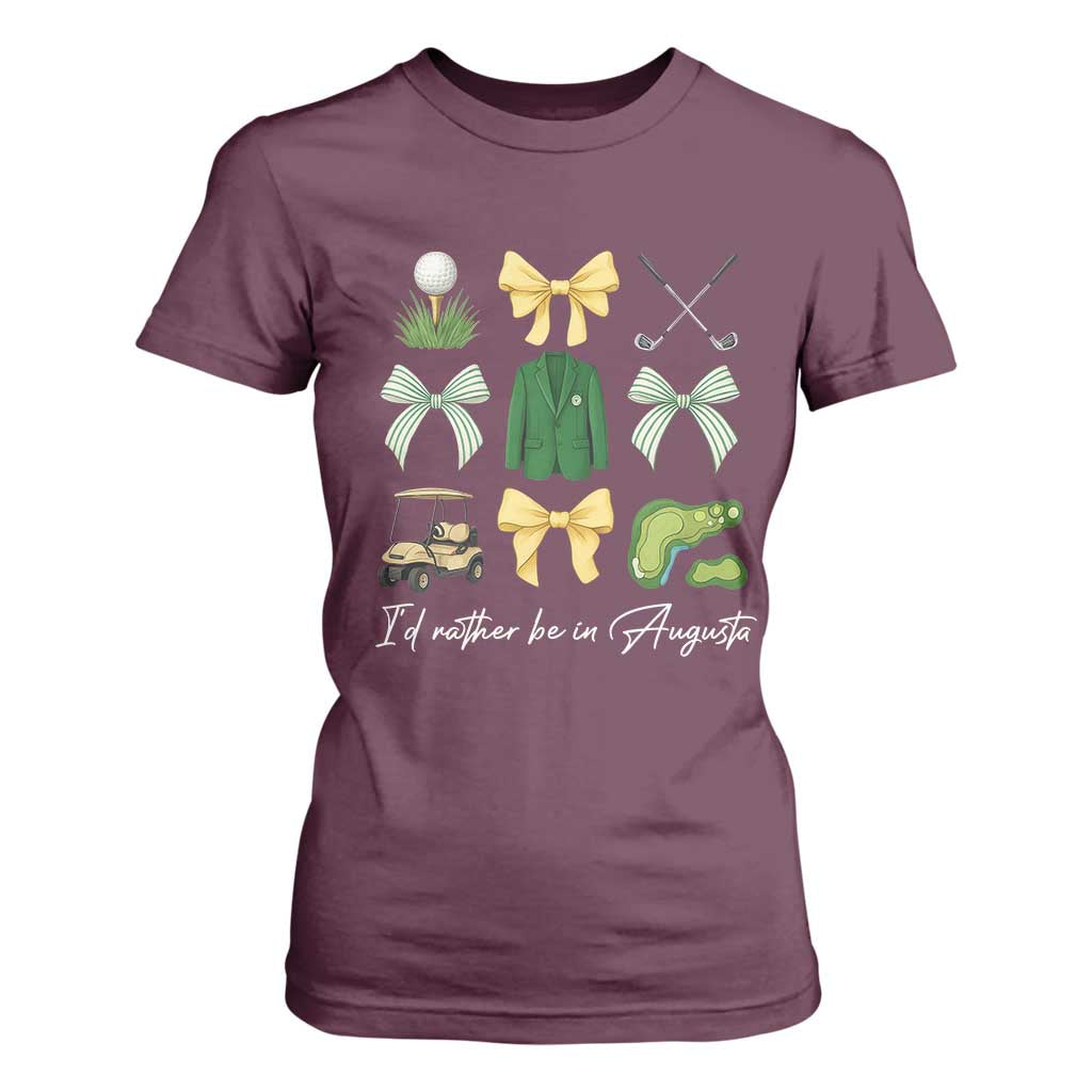 Funny Id Rather Be In Augusta Coquette Golfer T Shirt For Women Georgia Golf Traditions Golfing Fan Aesthetic TS02 Maroon Print Your Wear