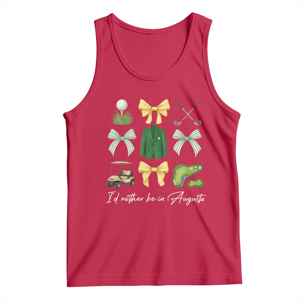 Funny Id Rather Be In Augusta Coquette Golfer Tank Top Georgia Golf Traditions Golfing Fan Aesthetic TS02 Red Print Your Wear