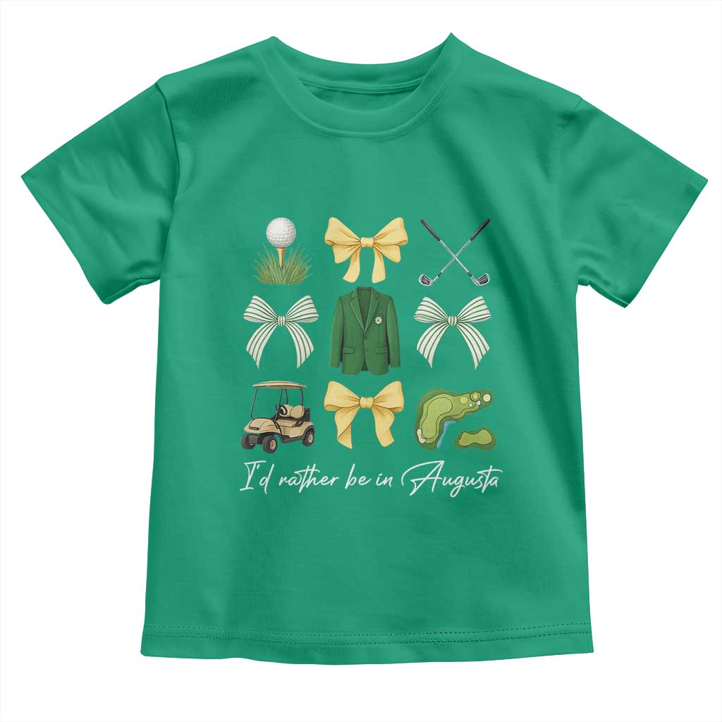Funny Id Rather Be In Augusta Coquette Golfer Toddler T Shirt Georgia Golf Traditions Golfing Fan Aesthetic TS02 Irish Green Print Your Wear
