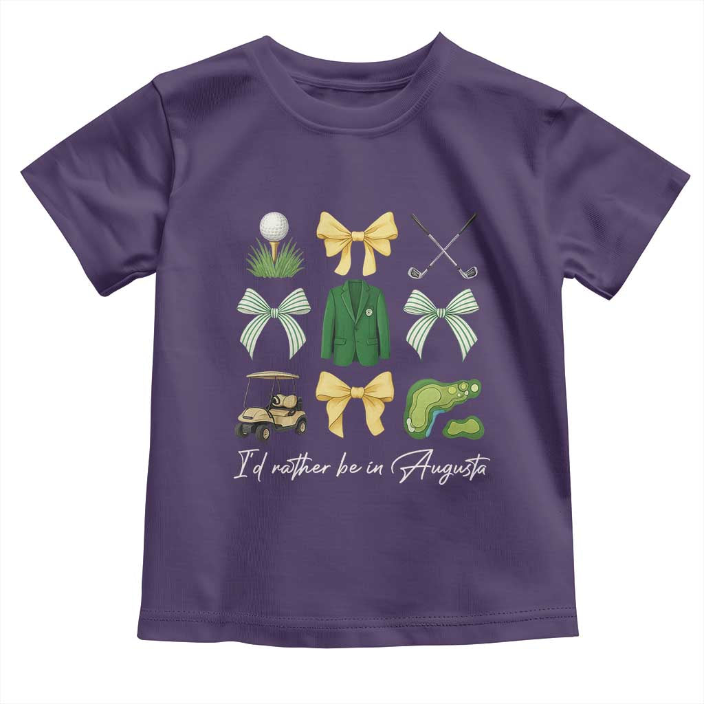 Funny Id Rather Be In Augusta Coquette Golfer Toddler T Shirt Georgia Golf Traditions Golfing Fan Aesthetic TS02 Purple Print Your Wear