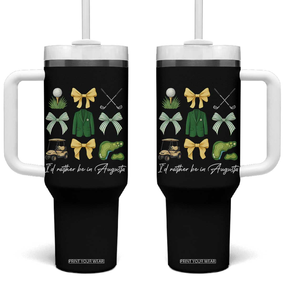 Funny Id Rather Be In Augusta Coquette Golfer Tumbler With Handle Georgia Golf Traditions Golfing Fan Aesthetic TS02 One Size: 40 oz Black Print Your Wear