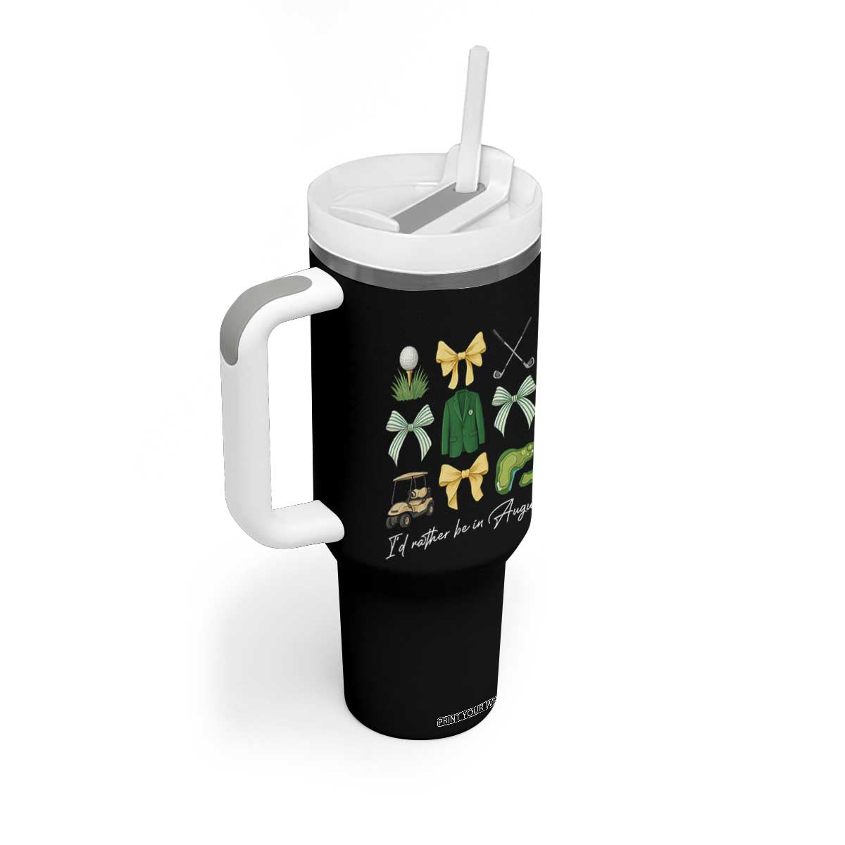 Funny Id Rather Be In Augusta Coquette Golfer Tumbler With Handle Georgia Golf Traditions Golfing Fan Aesthetic TS02 Print Your Wear