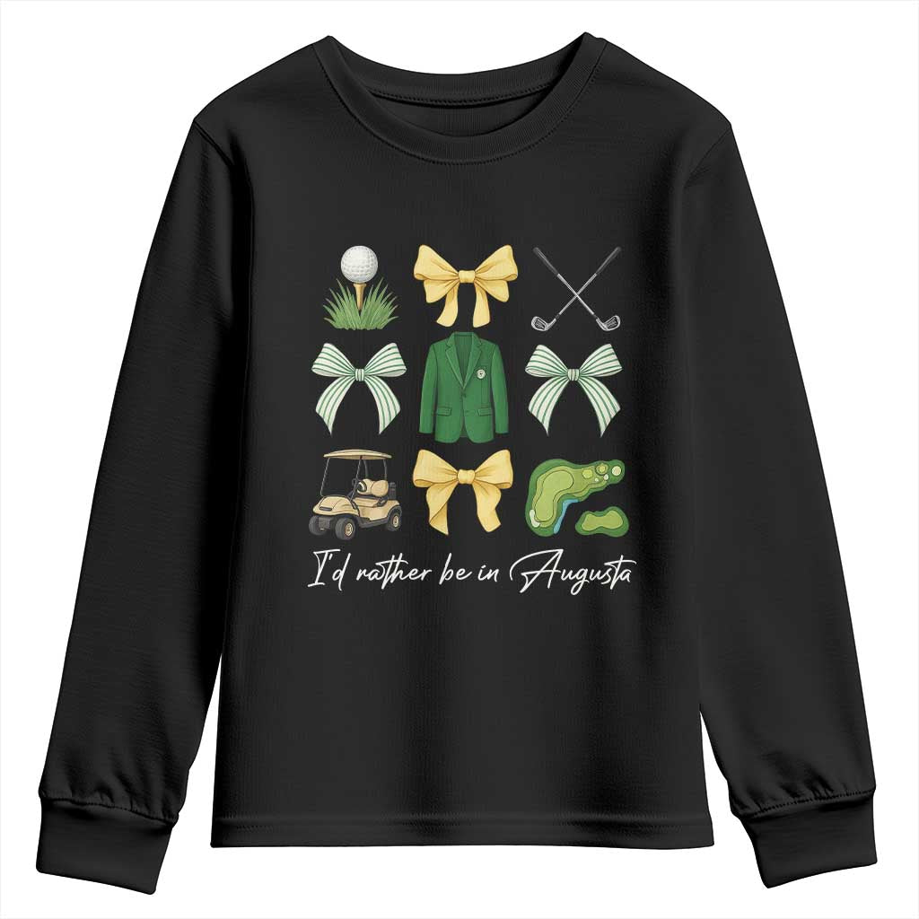 Funny Id Rather Be In Augusta Coquette Golfer Youth Sweatshirt Georgia Golf Traditions Golfing Fan Aesthetic TS02 Black Print Your Wear