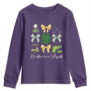 Funny Id Rather Be In Augusta Coquette Golfer Youth Sweatshirt Georgia Golf Traditions Golfing Fan Aesthetic TS02 Purple Print Your Wear