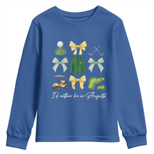 Funny Id Rather Be In Augusta Coquette Golfer Youth Sweatshirt Georgia Golf Traditions Golfing Fan Aesthetic TS02 Royal Blue Print Your Wear