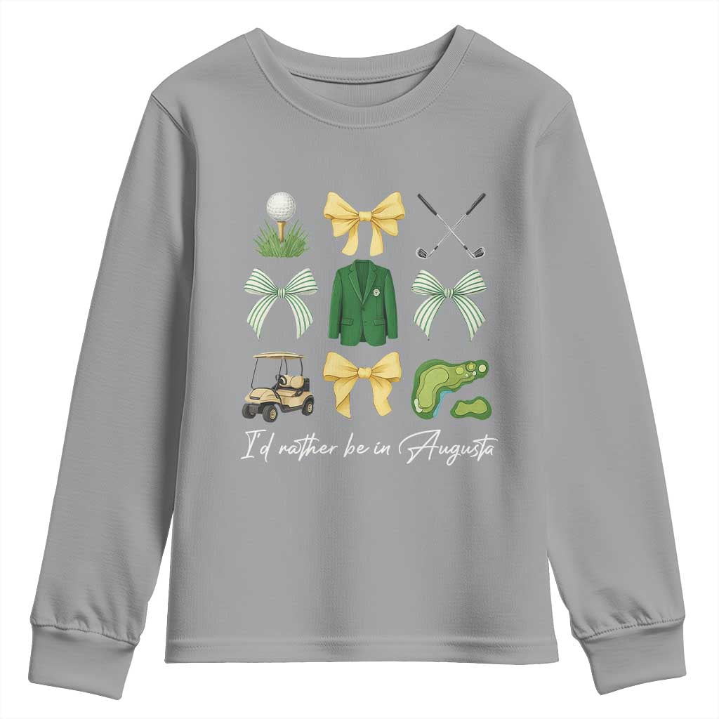 Funny Id Rather Be In Augusta Coquette Golfer Youth Sweatshirt Georgia Golf Traditions Golfing Fan Aesthetic TS02 Sport Gray Print Your Wear