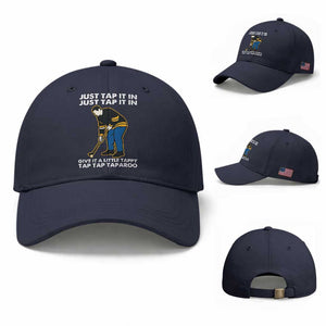 Just Tap It In Funny Golfer Baseball Cap Tappy Tap Taparoo Putting Golfing Humor Retro Golf Lover TS02 Baseball Cap Universal Fit Navy Print Your Wear