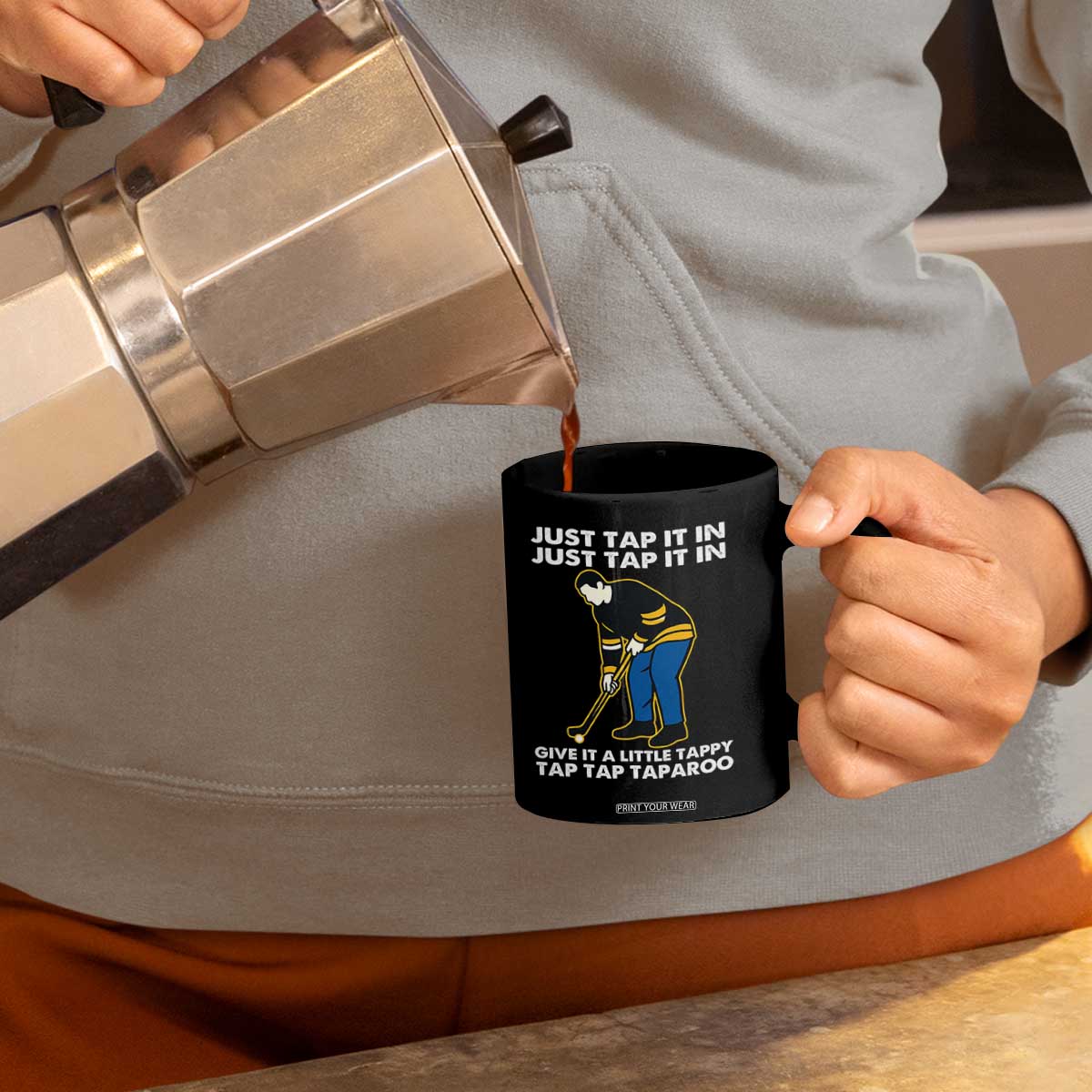 Just Tap It In Funny Golfer Coffee Mug Tappy Tap Taparoo Putting Golfing Humor Retro Golf Lover TS02 Print Your Wear
