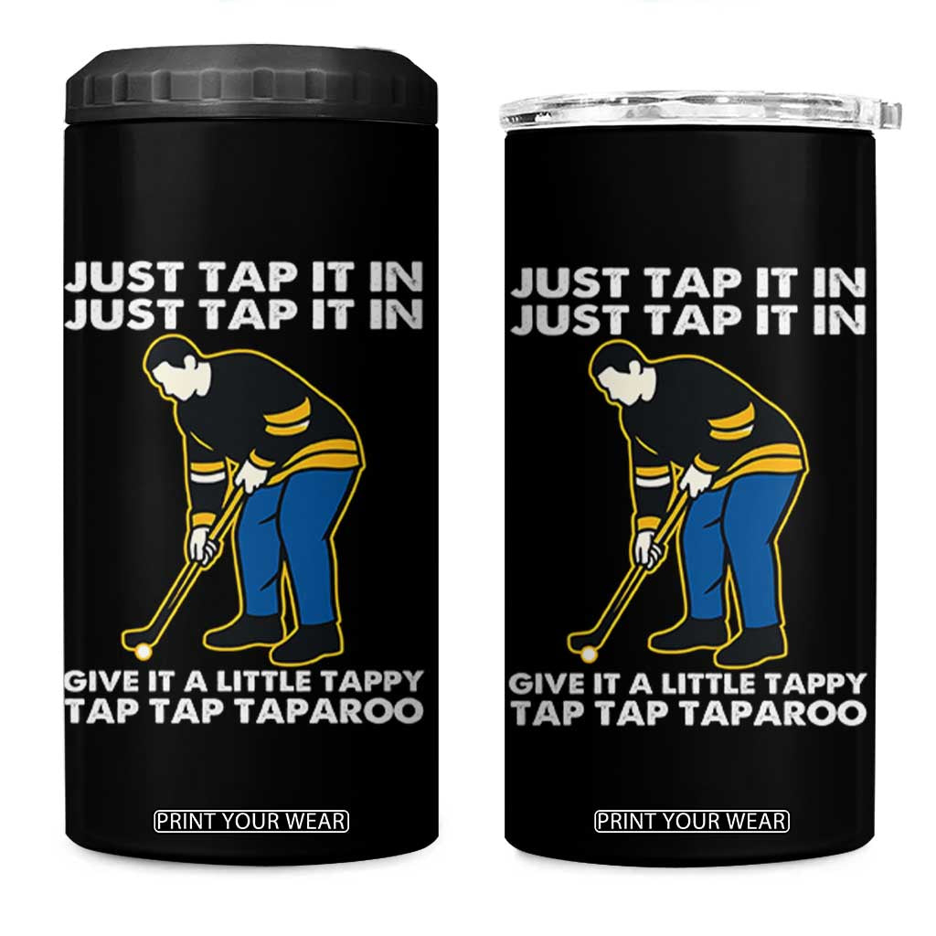 Just Tap It In Funny Golfer 4 in 1 Can Cooler Tumbler Tappy Tap Taparoo Putting Golfing Humor Retro Golf Lover TS02 One Size: 16 oz Black Print Your Wear
