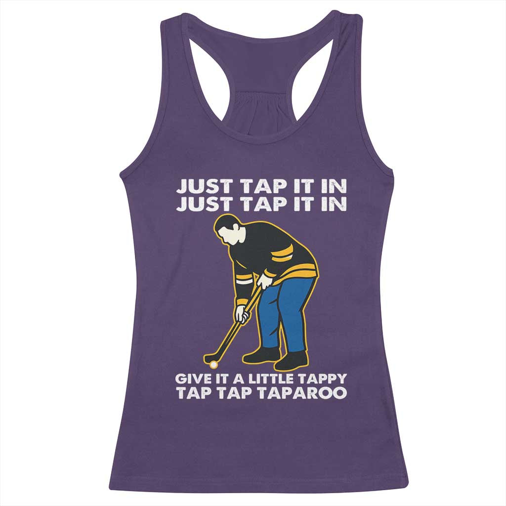 Just Tap It In Funny Golfer Racerback Tank Top Tappy Tap Taparoo Putting Golfing Humor Retro Golf Lover TS02 Purple Print Your Wear