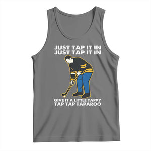 Just Tap It In Funny Golfer Tank Top Tappy Tap Taparoo Putting Golfing Humor Retro Golf Lover TS02 Black Heather Print Your Wear