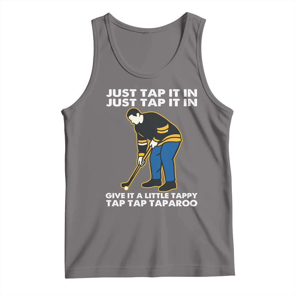 Just Tap It In Funny Golfer Tank Top Tappy Tap Taparoo Putting Golfing Humor Retro Golf Lover TS02 Deep Heather Print Your Wear