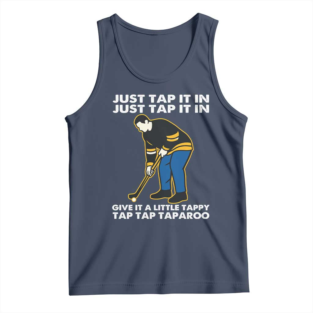 Just Tap It In Funny Golfer Tank Top Tappy Tap Taparoo Putting Golfing Humor Retro Golf Lover TS02 Navy Print Your Wear