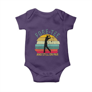 Fore-Tee And Still On Par Funny 40th Birthday Golf Baby Onesie Milestone Birthday Gift for Golfers Retro Sporty TS02 Purple Print Your Wear