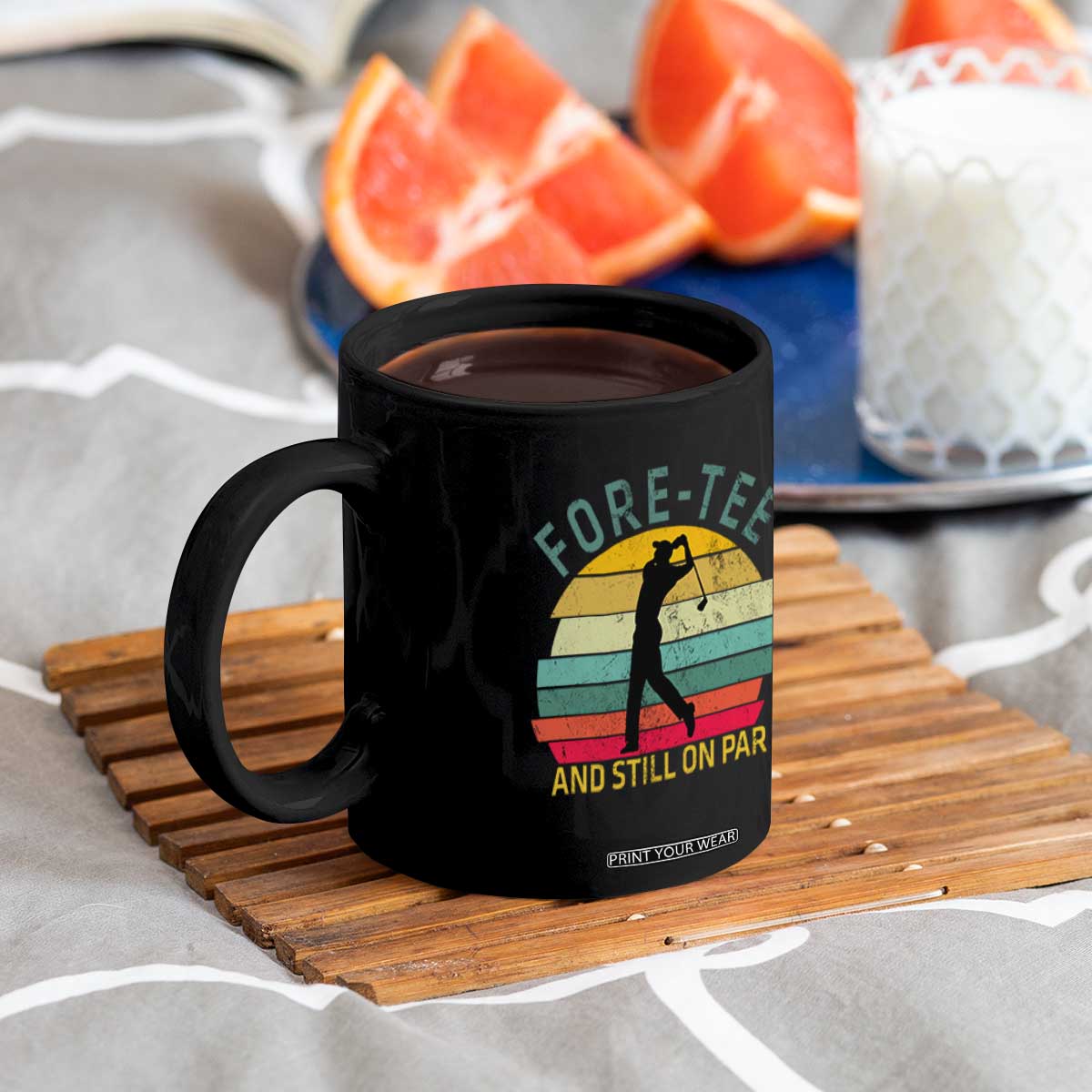 Fore-Tee And Still On Par Funny 40th Birthday Golf Coffee Mug Milestone Birthday Gift for Golfers Retro Sporty TS02 Print Your Wear