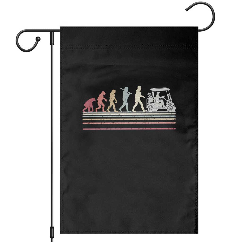 Funny Evolution Of Man To Golf Cart Garden Flag Vintage Retro Golfing Sports History Gift for Golfers Dads TS02 Black Print Your Wear