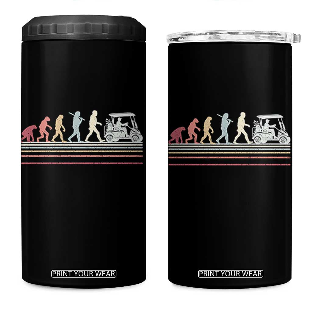 Funny Evolution Of Man To Golf Cart 4 in 1 Can Cooler Tumbler Vintage Retro Golfing Sports History Gift for Golfers Dads TS02 One Size: 16 oz Black Print Your Wear