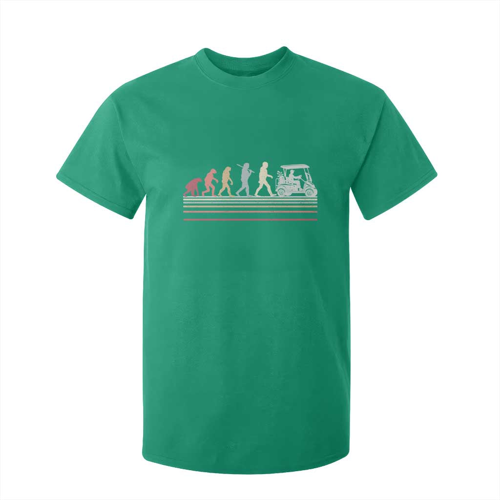 Funny Evolution Of Man To Golf Cart T Shirt For Kid Vintage Retro Golfing Sports History Gift for Golfers Dads TS02 Irish Green Print Your Wear