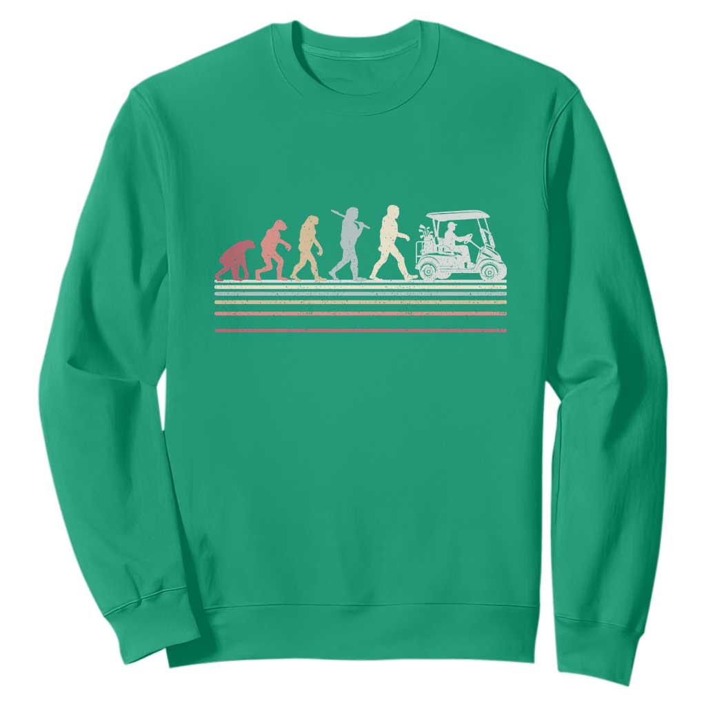 Funny Evolution Of Man To Golf Cart Sweatshirt Vintage Retro Golfing Sports History Gift for Golfers Dads TS02 Irish Green Print Your Wear