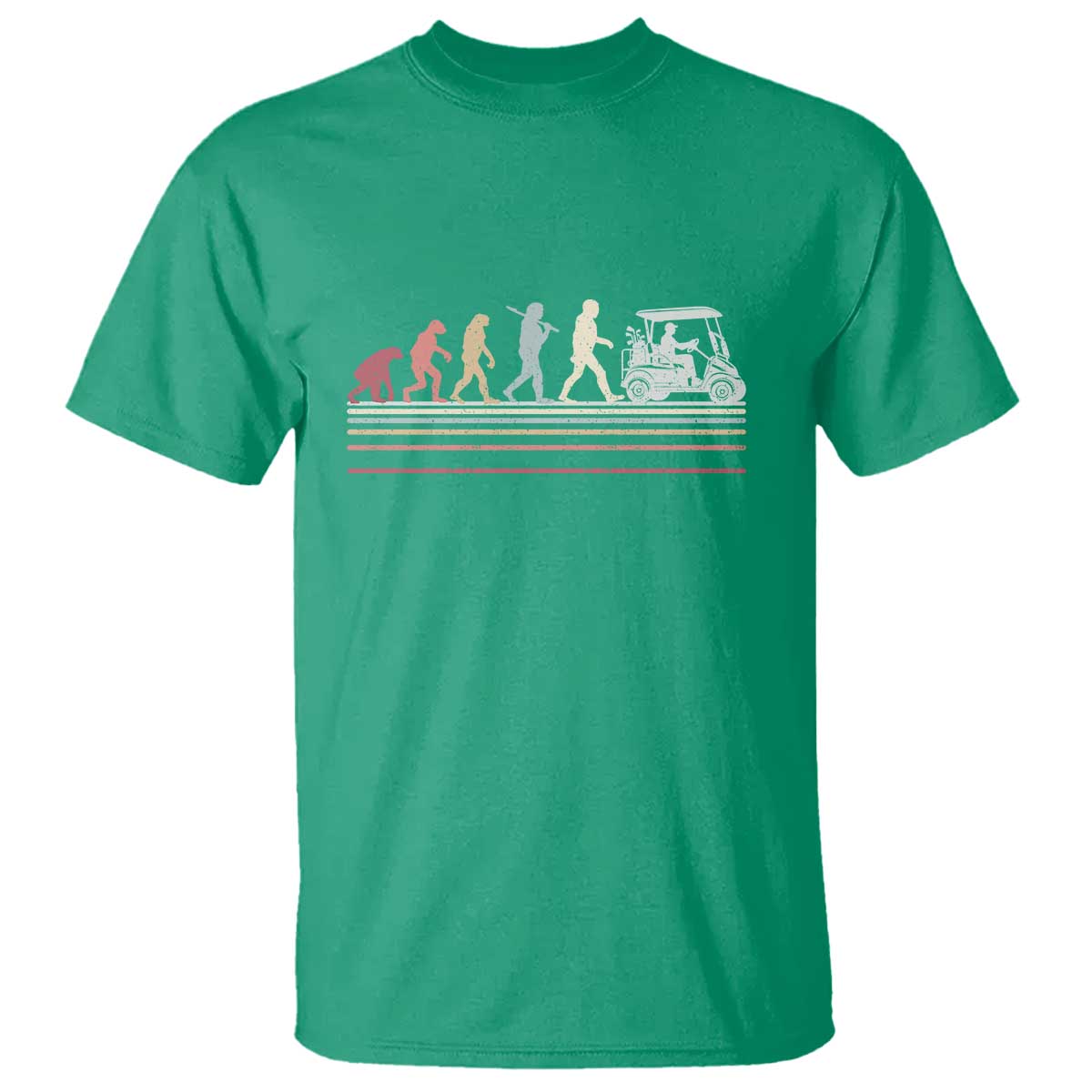 Funny Evolution Of Man To Golf Cart T Shirt Vintage Retro Golfing Sports History Gift for Golfers Dads TS02 Irish Green Print Your Wear
