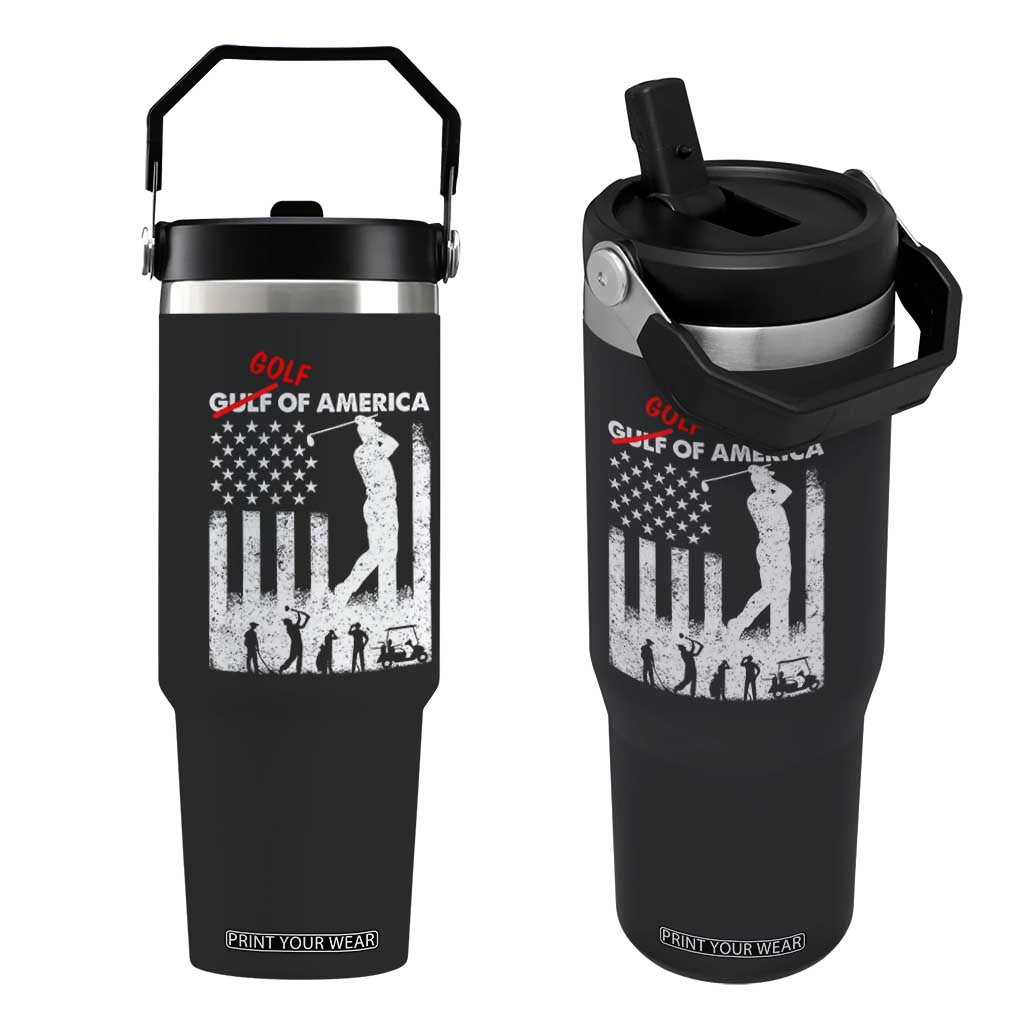 Golf Of America Patriotic USA Flag Flip Straw Tumbler Funny Golfing Pun American Sports Gift for Patriotic Golfers n Dads TS02 One Size: 30 oz Black Print Your Wear