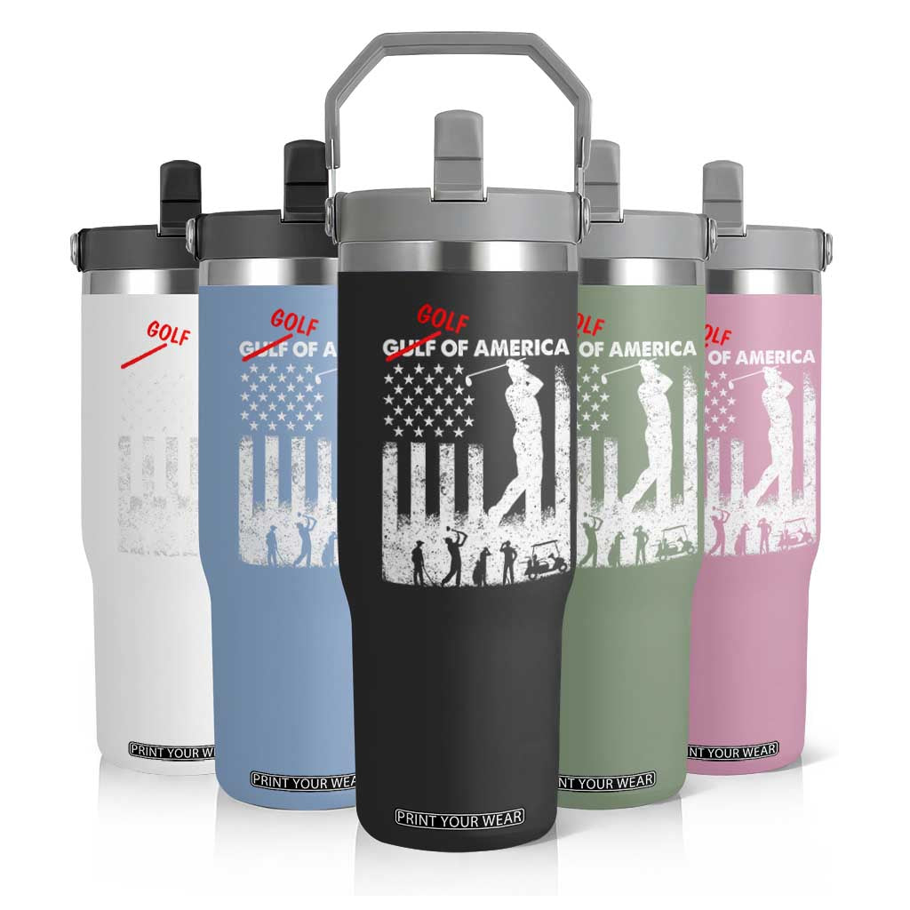 Golf Of America Patriotic USA Flag Flip Straw Tumbler Funny Golfing Pun American Sports Gift for Patriotic Golfers n Dads TS02 Print Your Wear