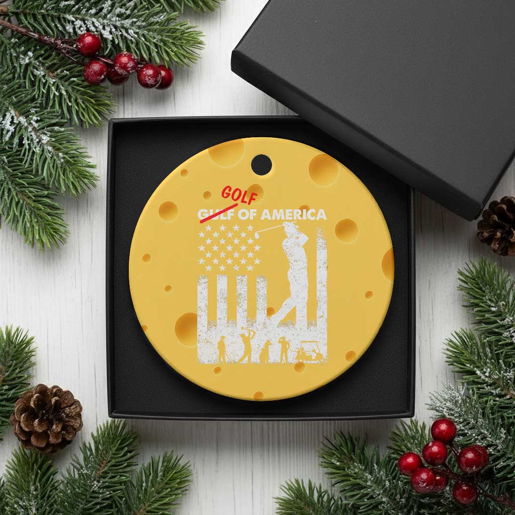 Golf Of America Patriotic USA Flag Ceramic Ornament Funny Golfing Pun American Sports Gift for Patriotic Golfers n Dads TS02 1pc Yellow Cheese Print Your Wear