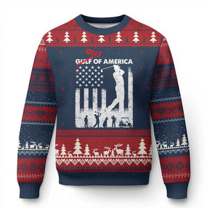 Golf Of America Patriotic USA Flag Ugly Christmas Sweater Funny Golfing Pun American Sports Gift for Patriotic Golfers n Dads TS02 Navy Red Print Your Wear