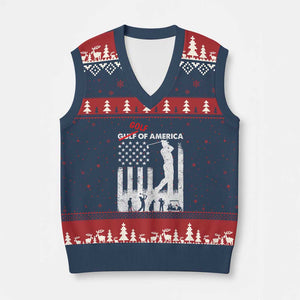 Golf Of America Patriotic USA Flag V-Neck Knit Sweater Vest Funny Golfing Pun American Sports Gift for Patriotic Golfers n Dads TS02 Navy Red Print Your Wear