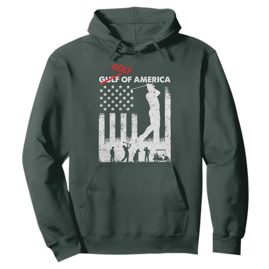 Golf Of America Patriotic USA Flag Hoodie Funny Golfing Pun American Sports Gift for Patriotic Golfers n Dads TS02 Dark Forest Green Print Your Wear