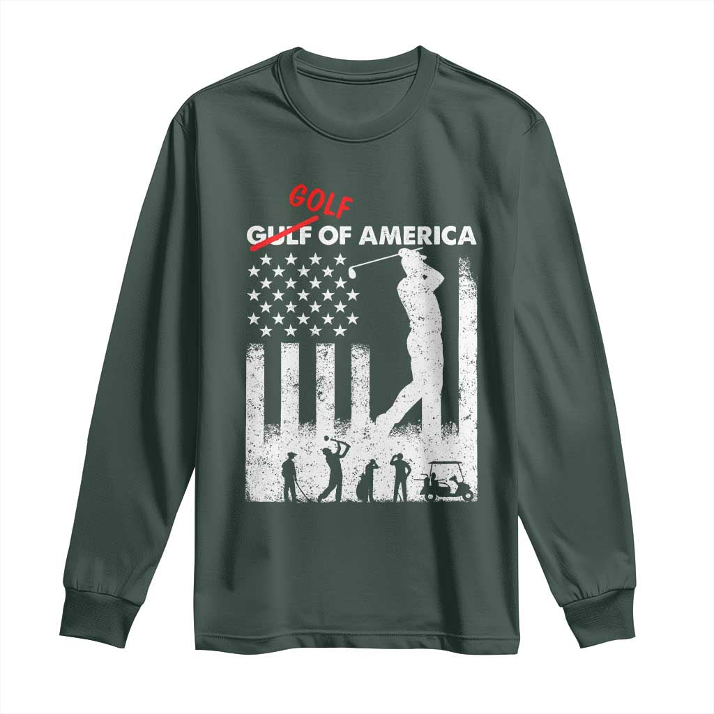 Golf Of America Patriotic USA Flag Long Sleeve Shirt Funny Golfing Pun American Sports Gift for Patriotic Golfers n Dads TS02 Dark Forest Green Print Your Wear